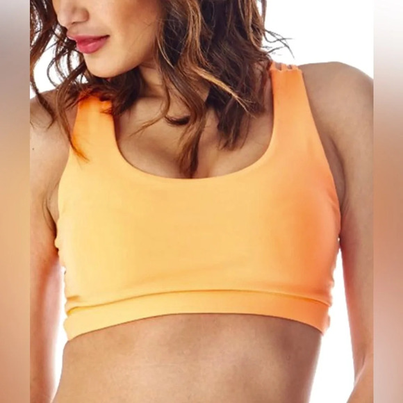 POPULAR BASICS | Neon Orange Strap-Back Sports Bra Size Medium NWT - Picture 3 of 11
